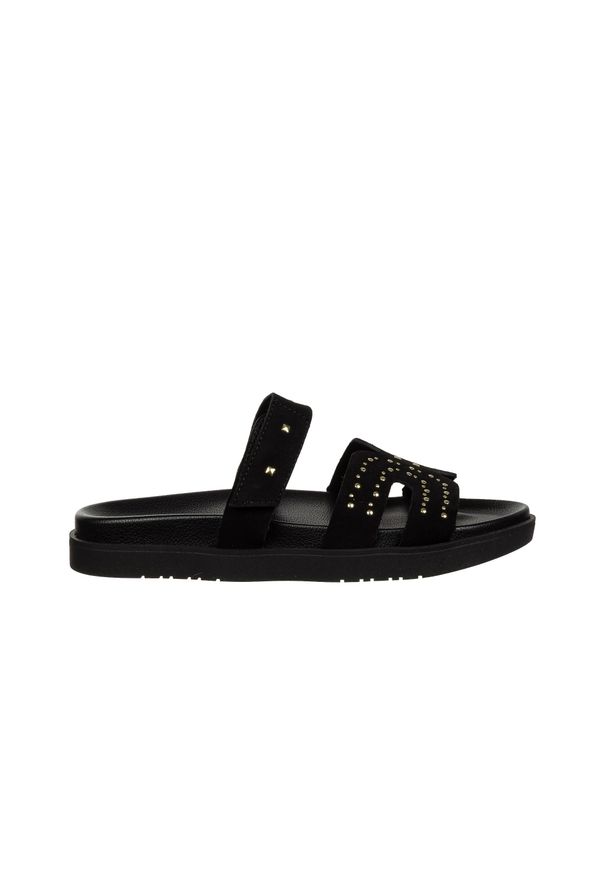 Klapki Yokono Morena-128 Serraje Negro, Czarny, Skóra naturalna - 40. Kolor: czarny. Materiał: materiał, guma. Wzór: paski. Styl: elegancki