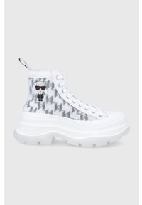 Karl Lagerfeld trampki LUNA damskie kolor biały. Nosek buta: okrągły. Zapięcie: sznurówki. Kolor: biały. Materiał: guma. Szerokość cholewki: normalna. Obcas: na platformie