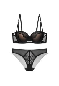Intica - Komplet bielizny z subtelnymi zdobieniami na specjalne okazje Suphiye. Kolor: czarny. Materiał: materiał. Wzór: aplikacja