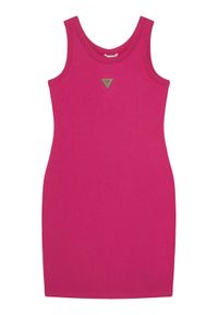 Guess Sukienka codzienna J6GK30 J1314 Różowy Slim Fit. Okazja: na co dzień. Kolor: różowy. Materiał: bawełna. Typ sukienki: proste. Styl: casual #1