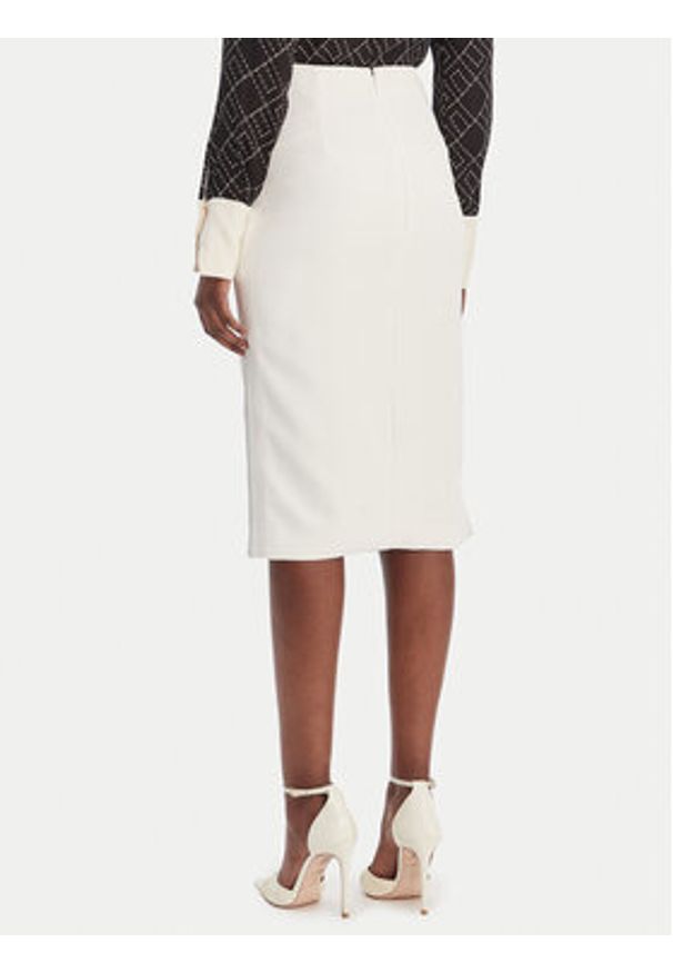 Elisabetta Franchi Spódnica ołówkowa GO-164-61E2-V250 Biały Regular Fit. Kolor: biały. Materiał: syntetyk