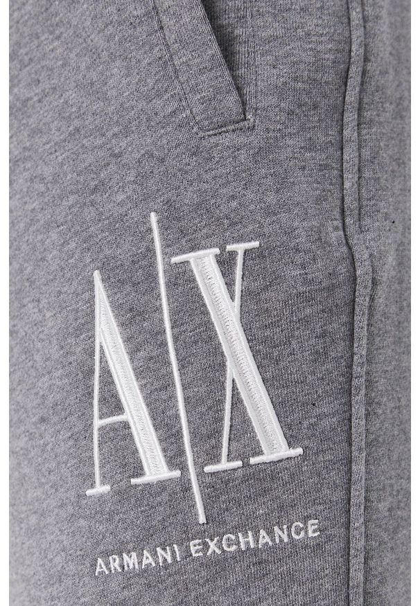 Armani Exchange - Spodnie. Kolor: szary. Materiał: dzianina. Wzór: gładki