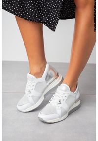 Kati - Białe sneakersy kati buty sportowe sznurowane 7023. Kolor: srebrny, wielokolorowy, biały