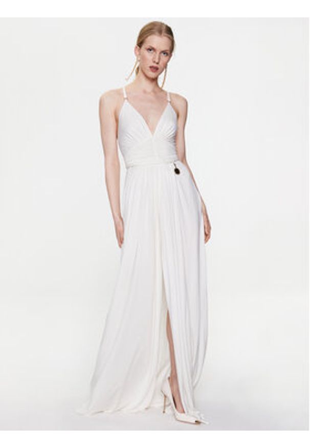 Elisabetta Franchi Sukienka wieczorowa AB-430-32E2-V700 Biały Regular Fit. Kolor: biały. Styl: wizytowy