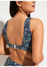 bonprix - Bikini bustier (2 części). Kolor: niebieski. Wzór: nadruk