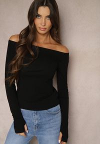 Renee - Czarna Bluzka z Bawełny z Wycięciem na Kciuk Valwiwi. Okazja: na co dzień. Kolor: czarny. Materiał: bawełna. Styl: casual
