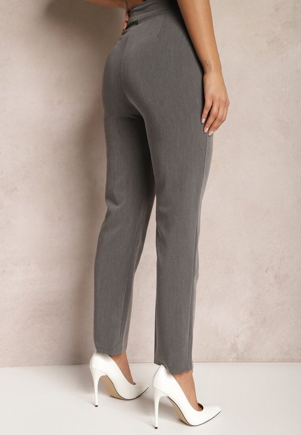 Renee - Szare Spodnie Garniturowe High Waist Zimara. Stan: podwyższony. Kolor: szary. Materiał: tkanina. Wzór: gładki