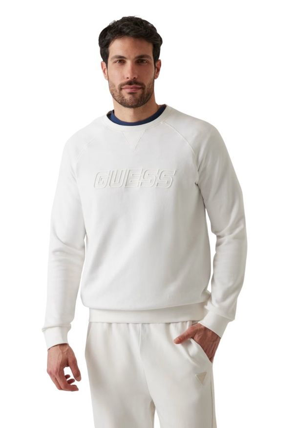 Guess - GUESS Biała męska bluza New Aldwin. Kolor: biały