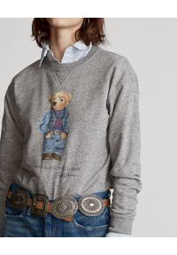 Ralph Lauren - RALPH LAUREN - Szara bluza z misiem. Typ kołnierza: polo. Kolor: szary. Materiał: jeans, prążkowany, materiał. Wzór: nadruk #3