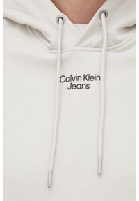 Calvin Klein Jeans bluza męska kolor beżowy z kapturem z nadrukiem. Okazja: na co dzień. Typ kołnierza: kaptur. Kolor: beżowy. Wzór: nadruk. Styl: casual #2