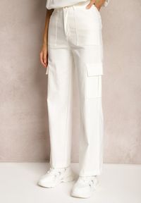 Renee - Białe Spodnie o Szerokim Fasonie z Kieszeniami w Stylu Cargo Adileva. Kolor: biały. Długość: długie. Styl: elegancki #5