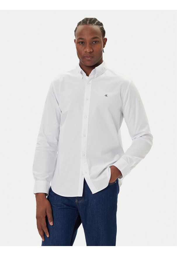 Calvin Klein Jeans Koszula Oxford Classic LV140EM125 Biały Regular Fit. Kolor: biały. Materiał: bawełna