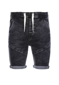 Ombre Clothing - Krótkie spodenki męskie jeansowe - czarne V2. Kolor: czarny. Materiał: jeans. Długość: krótkie #3