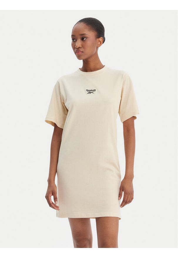 Reebok Sukienka codzienna Surya RK25502CCW Beżowy Regular Fit. Okazja: na co dzień. Kolor: beżowy. Materiał: bawełna. Typ sukienki: proste. Styl: casual