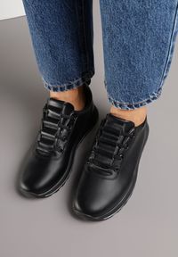 Born2be - Czarne Klasyczne Sneakersy Palentie. Okazja: na co dzień. Kolor: czarny. Materiał: jeans, skóra #6