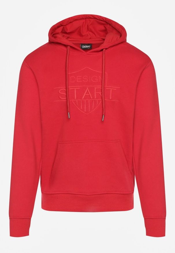 Born2be - Czerwona Bluza z Bawełną Kapturem i Sznurkami Amatusa. Okazja: do domu, na co dzień. Typ kołnierza: kaptur. Kolor: czerwony. Materiał: bawełna. Styl: casual, klasyczny