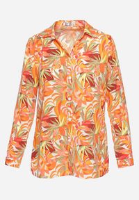 Born2be - Pomarańczowa Klasyczna Koszula we Florystyczny Wzór z Guzikami Cairissa. Kolor: pomarańczowy. Sezon: lato. Styl: klasyczny #5
