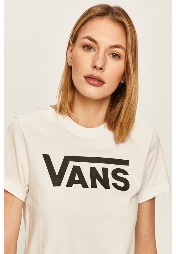 Vans - Top. Okazja: na co dzień. Kolor: biały. Materiał: dzianina. Wzór: nadruk. Styl: casual