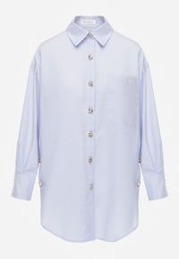 Renee - Niebieska Oversizowa Koszula z Bawełny z Eleganckimi Guzikami Rhenenore. Okazja: na co dzień. Kolor: niebieski. Materiał: bawełna. Długość: długie. Wzór: gładki. Styl: elegancki #2