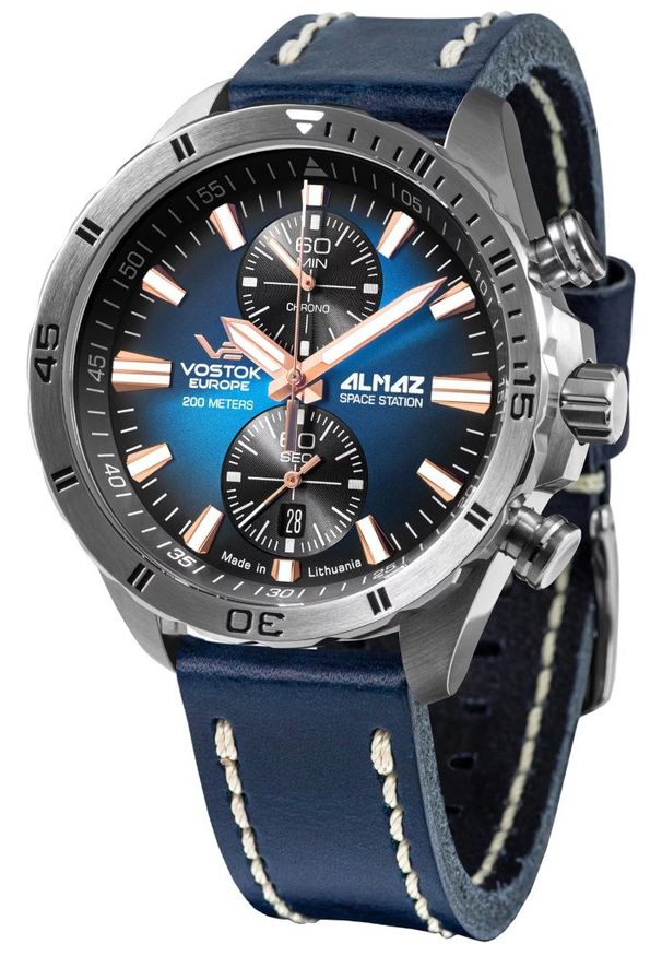 Vostok Europe - Zegarek Męski VOSTOK EUROPE VOSTOK Chrono Almaz 6S11-320A675. Materiał: skóra. Styl: klasyczny