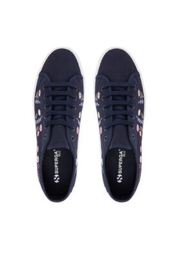 Superga Tenisówki 3740 Platform Flower Embroidery Leggera S5138TW Granatowy. Kolor: niebieski. Materiał: materiał. Obcas: na platformie