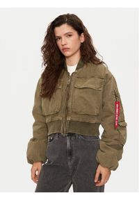 Alpha Industries Kurtka bomber 148008 Khaki Regular Fit. Kolor: brązowy. Materiał: bawełna