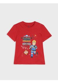 Sinsay - Bawełniana koszulka z nadrukiem Fireman Sam - czerwony. Kolor: czerwony. Materiał: bawełna. Wzór: nadruk #1