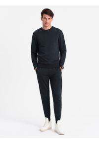 Ombre Clothing - Bawełniany męski dresowy komplet BASIC bluza nierozpinana + joggery – czarny V9. Kolor: czarny. Materiał: dresówka, bawełna. Wzór: jednolity