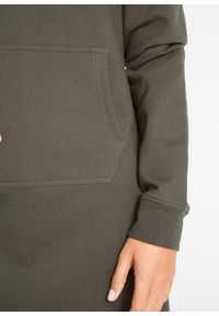 bonprix - Bawełniana sukienka dresowa. Typ kołnierza: kaptur. Kolor: zielony. Materiał: bawełna, dresówka #3