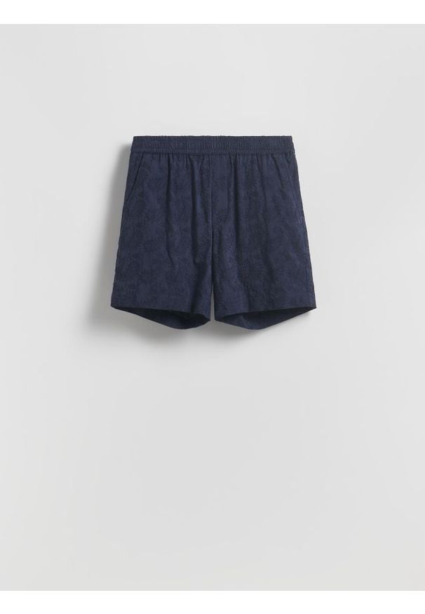 Reserved - Szorty regular fit - granatowy. Kolor: niebieski. Materiał: tkanina, bawełna