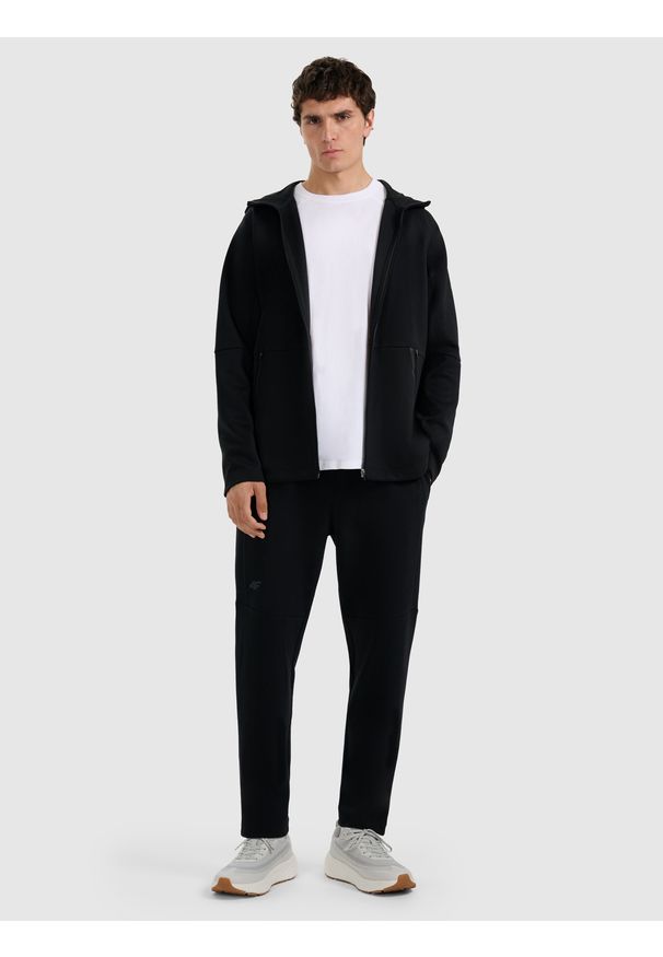 4f - 4F Bluza dresowa rozpinana z kapturem męska - czarna S. Typ kołnierza: kaptur. Kolor: czarny. Materiał: dresówka