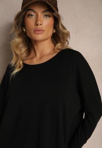 Renee - Czarny Sweter Oversize z Wiskozą i Modalem ze Ściągaczami Gemiena. Kolor: czarny. Materiał: wiskoza. Długość rękawa: długi rękaw. Długość: długie. Styl: elegancki #5