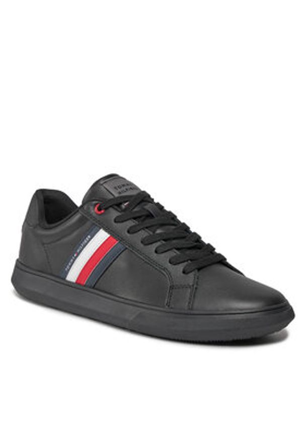 TOMMY HILFIGER - Tommy Hilfiger Sneakersy Essential Leather Cupsole FM0FM04921 Czarny. Kolor: czarny. Materiał: skóra