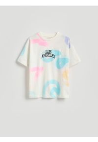 Reserved - Bawełniany t-shirt z nadrukiem - biały. Kolor: biały. Materiał: bawełna. Wzór: nadruk #1
