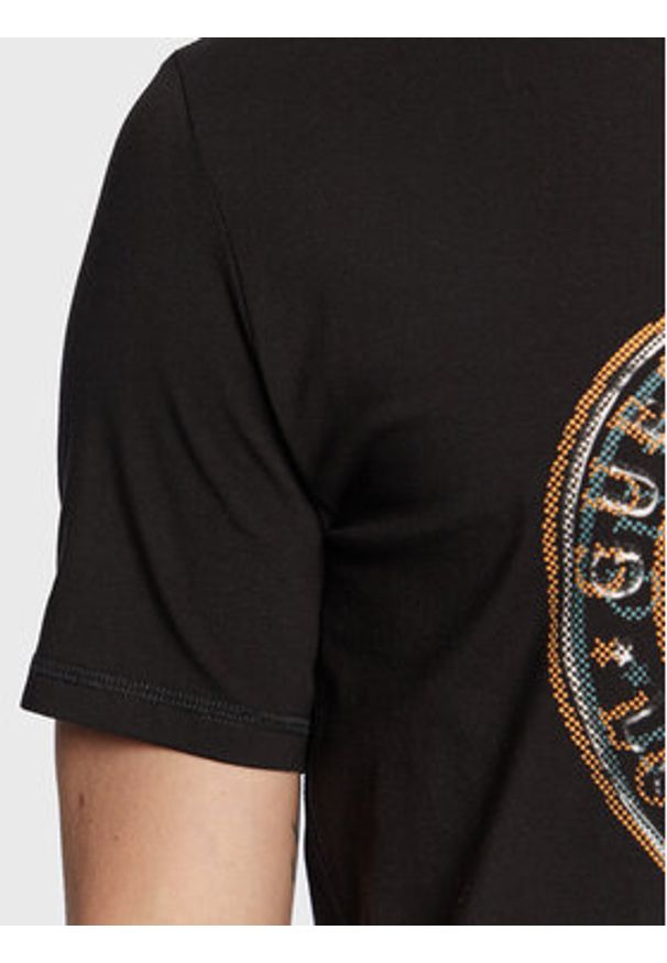 Guess T-Shirt Round Logo M3GI11 J1314 Czarny Slim Fit. Kolor: czarny. Materiał: bawełna