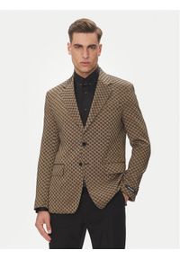 Karl Lagerfeld - KARL LAGERFELD Marynarka 155106 552115 Brązowy Slim Fit. Typ kołnierza: dekolt w karo. Kolor: brązowy