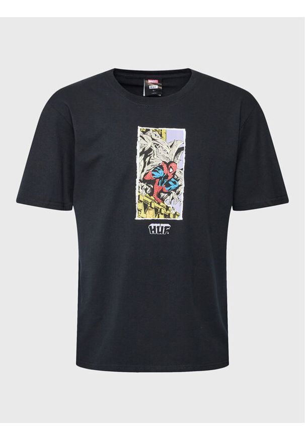 HUF T-Shirt MARVEL Moody TS02057 Czarny Regular Fit. Kolor: czarny. Materiał: bawełna. Wzór: motyw z bajki