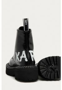 Karl Lagerfeld - Workery skórzane KL45260.000. Nosek buta: okrągły. Zapięcie: sznurówki. Kolor: czarny. Materiał: skóra. Obcas: na platformie #3