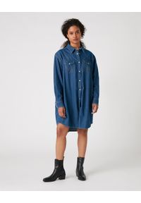 Wrangler - WRANGLER DENIM WESTERN DRESS MID DAMSKA SUKIENKA INDIGO W9P6LWX8E 112132457. Materiał: denim #4