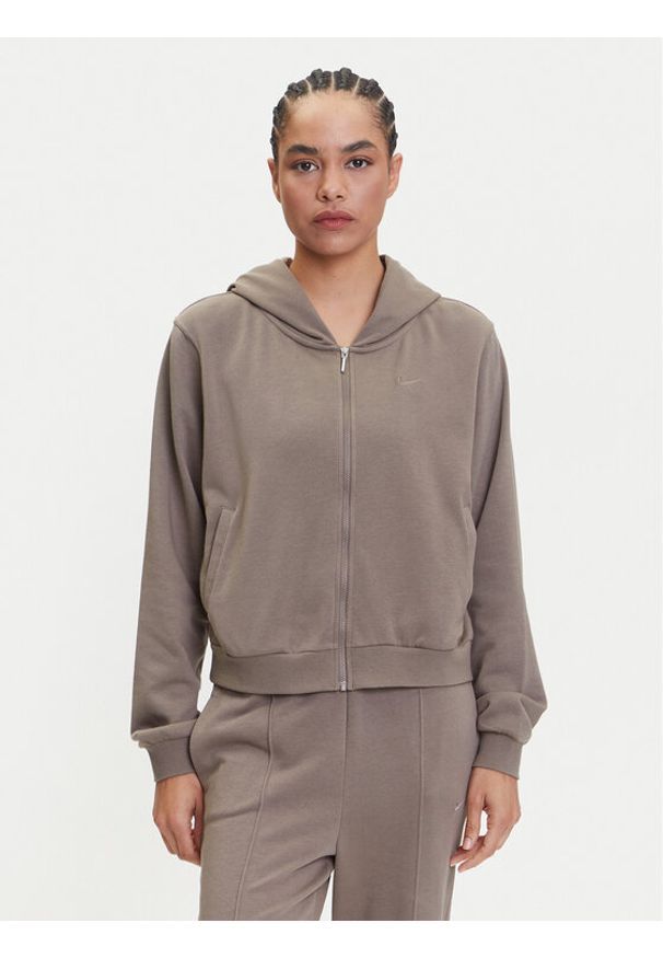 Nike Bluza Chill Terry FN2415 Brązowy Relaxed Fit. Kolor: brązowy. Materiał: syntetyk, bawełna