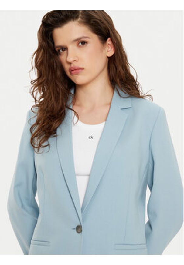 Calvin Klein Marynarka K20K207632 Błękitny Slim Fit. Kolor: niebieski. Materiał: syntetyk