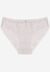 Renee - Jasnoszare Majtki Figi z Bawełny Ozdobione Kokardą i Koronką Zeterie. Kolor: szary. Materiał: bawełna, koronka. Wzór: aplikacja, koronka #1