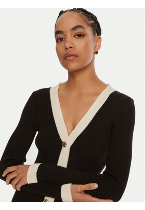 Luisa Spagnoli Sukienka dzianinowa Microfilm 58384 Czarny Slim Fit. Kolor: czarny. Materiał: wełna