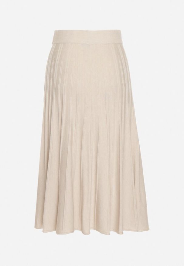 Born2be - Beżowa Rozkloszowana Plisowana Spódnica Dzianinowa Tussana. Okazja: na co dzień. Stan: podwyższony. Kolor: beżowy. Materiał: dzianina. Styl: casual