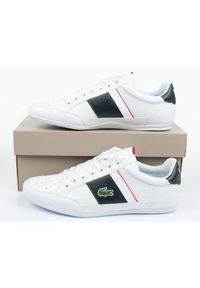 Buty Lacoste Chaymon 0721 M 0042A7 białe czarne. Okazja: na co dzień. Kolor: biały, wielokolorowy, czarny. Materiał: materiał, skóra ekologiczna. Szerokość cholewki: normalna #8