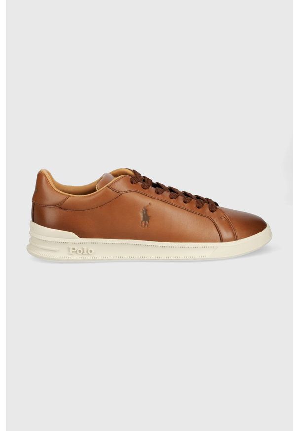 Polo Ralph Lauren sneakersy skórzane Hrt Ct II 809845110005 kolor brązowy. Nosek buta: okrągły. Zapięcie: sznurówki. Kolor: brązowy. Materiał: skóra