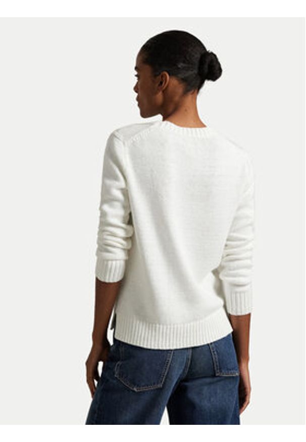 Polo Ralph Lauren Sweter 211978359001 Biały Relaxed Fit. Typ kołnierza: polo. Kolor: biały. Materiał: len, bawełna