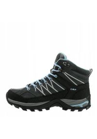 Buty trekkingowe damskie CMP Rigel Mid. Zapięcie: sznurówki. Kolor: wielokolorowy, czarny, szary. Materiał: materiał, skóra, syntetyk. Szerokość cholewki: normalna