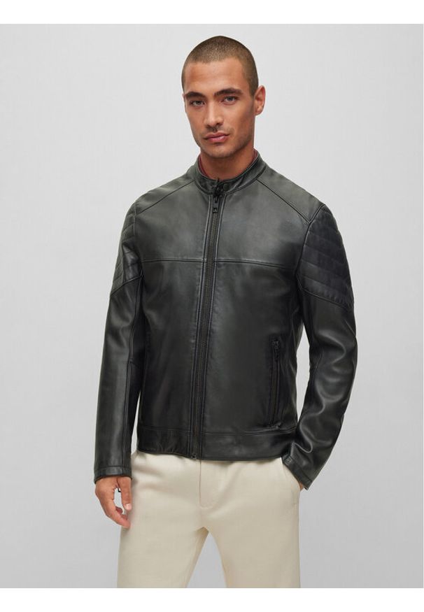 BOSS - Kurtka skórzana Boss. Kolor: czarny. Materiał: skóra