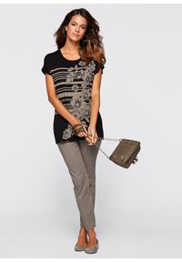 bonprix - Spodnie 7/8 z gumką w talii, ze stretchem. Kolor: brązowy. Styl: elegancki #3